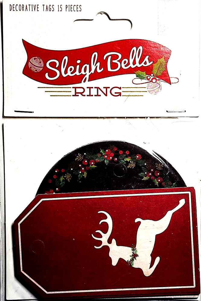 My Mind’s Eye Sleigh Bells Ring Decorative Tags (15ct) Christmas Ephemera SBR112