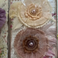Prima Flowers Floral Embellishments Crafting Flowers Multi Media Lot Of 4