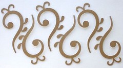 {6} *ACCENT SWiRL* – Style 3 – Bare Unfinished Chipboard Die Cuts – 2.5″ x 4.5″