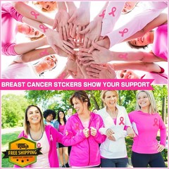 DECYOOL 800 Pcs Pink Ribbon Stickers Roll, Breast Cancer Awareness Helmet Fac…
