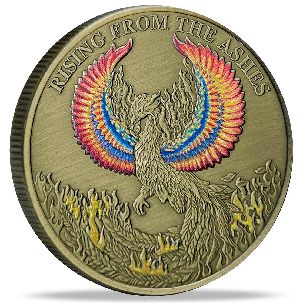 Phoenix Rising Lucky Coin Serenity Prayer Sobriety Coin Sober Gifts for Men or W
