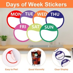 7000pcs Days of The Week Stickers Colored Dot Food Labels Removable Date Labe…