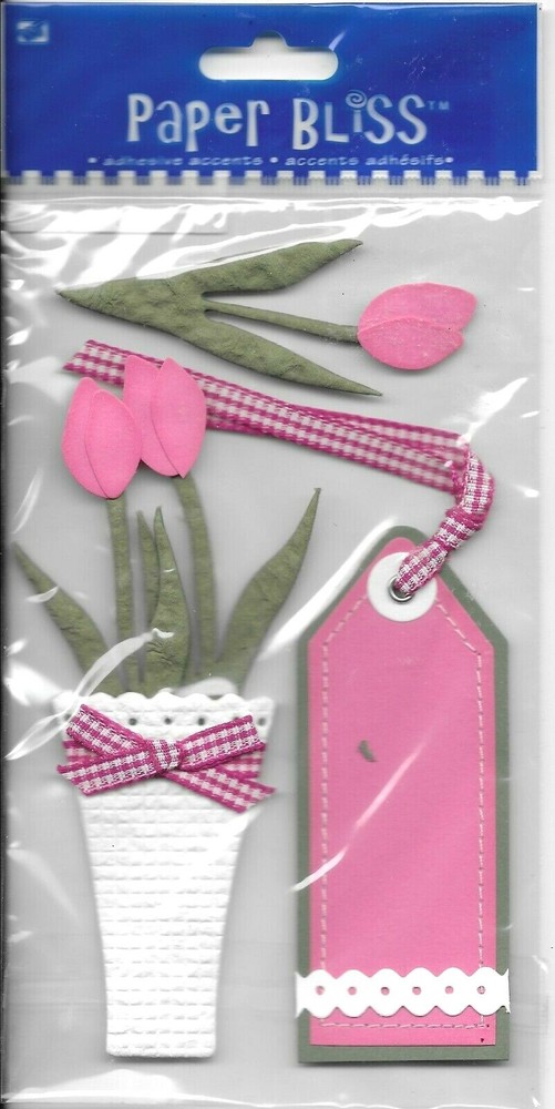 FLOWER Flowers Pink Tulips Tulip Spring Bouquet Vase Tag Paper Bliss sticker
