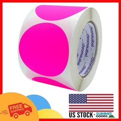 Vibrant 3 Inch Fluorescent Pink Circle Stickers – 500 Count for Easy Labeling