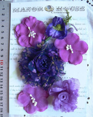 PURPLE & PHLOX PURPLE Mix Fabric 6 Flower Mix 40-80mm Manor House