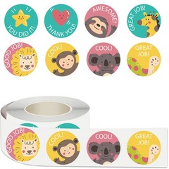 500 Pcs/Roll Teacher Reward Cartoon Stickers – Cute Roll Decals for Gifting, DIY