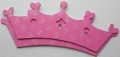 (4) Princess Tiara – Glitter Pink Crowns ~ Embellishment Chipboard Die Cut