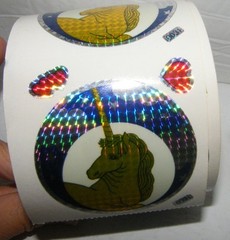 10 Vtg 80s UNICORN Foiled Prism Sticker Celestial Moon Star Heart Holographic 3″