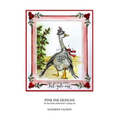 New PINK INK DESIGNS rubber stamp CHRISTMAS IN THE BEAK GOOSE free USA ship