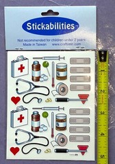 FIRST AID MEDICAL STICKERS – Stethoscope Bandage Syringe Thermometer Alcohol