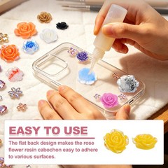 20mm Resin Rose Flatback Charm, 40Pcs Cabochon Embellishment, Shiny Lemon Yellow