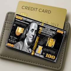 $100 dollar Gold Debit Credit Card Vinyl Sticker Decal Money Bank Cash Cover