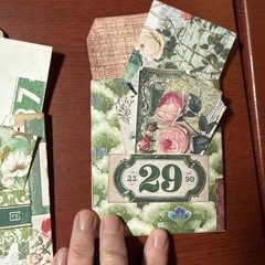 One Hand made junk journal Pockets vintage green vintage rose botanical