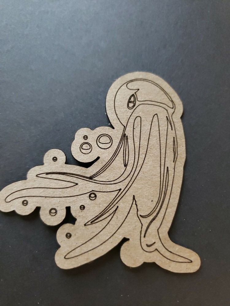 Chipboard Scrapbooking laser scored and cut die cut embellishment octopus #2