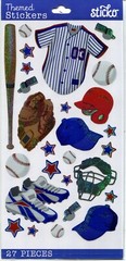 Lot of 6 Baseball scrapbook stickers – Sticko, K&Company, Recollections
