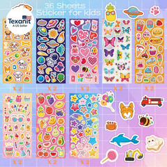 36 Sheets Stickers for Kids, 800+ Stickers for Scrapbooking Including Animals, F