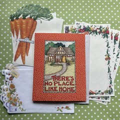 Vintage Blank Home Notecard & Garden Party Carrots Veggie Stationery Note Paper
