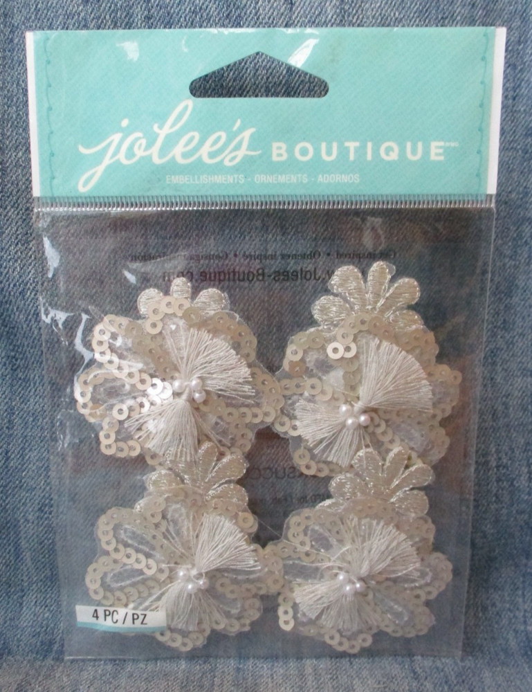 Jolee’s Boutique CREAM SEQUINS FLORALS Stickers Crafts SD28