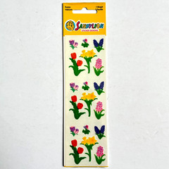 Sandylion Fuzzy Spring Flowers Stickers Floral Botanical 1 Sheet Sealed Vintage