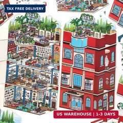 4PCS Foldable 3D Sticker Scene Book for Adults & Teens, DIY Isometric House Scen