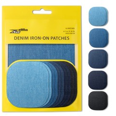 Zefffka Denim Iron-On Jean Patches Strongest Glue 100 Cotton Assorted Shades Of