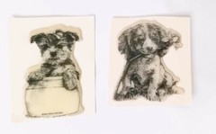 Vintage 80’s Stickers Small World Greetings Black & White Puffy Dogs