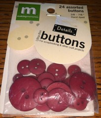 BRICK RED CIRCLE ULTRA-THIN BUTTONS(24pc)Making Memories Assorted Sizes 3/8-7/8″