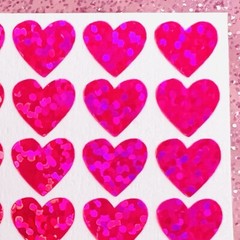 Pink Holographic Sparkle Heart Stickers! – 0.25 to 4 inch – Cute for Valentines!