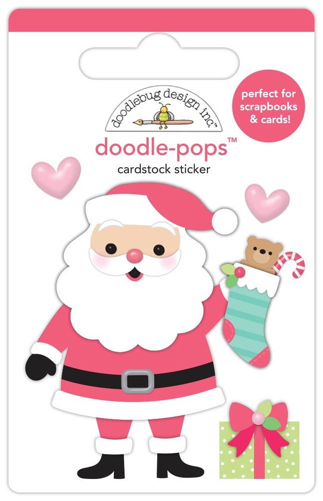 Doodlebug Doodle-pop 3D Sticker Jolly St. Nick Santa Claus Stocking Present