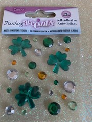 DARICE SELF-STICK GEMS 3D 4-LEAF CLOVER GEMSTONES MULTI-COLOR CRYSTALS 23pcs