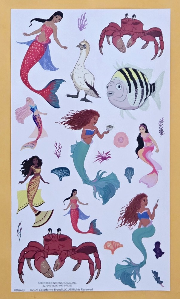 Disney The Little Mermaid Sticker Single Sheet Large Size ( 5×8.75″)