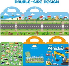Reusable Sticker Book for Kids, Vehicles Truck Stickers Educational Learning…