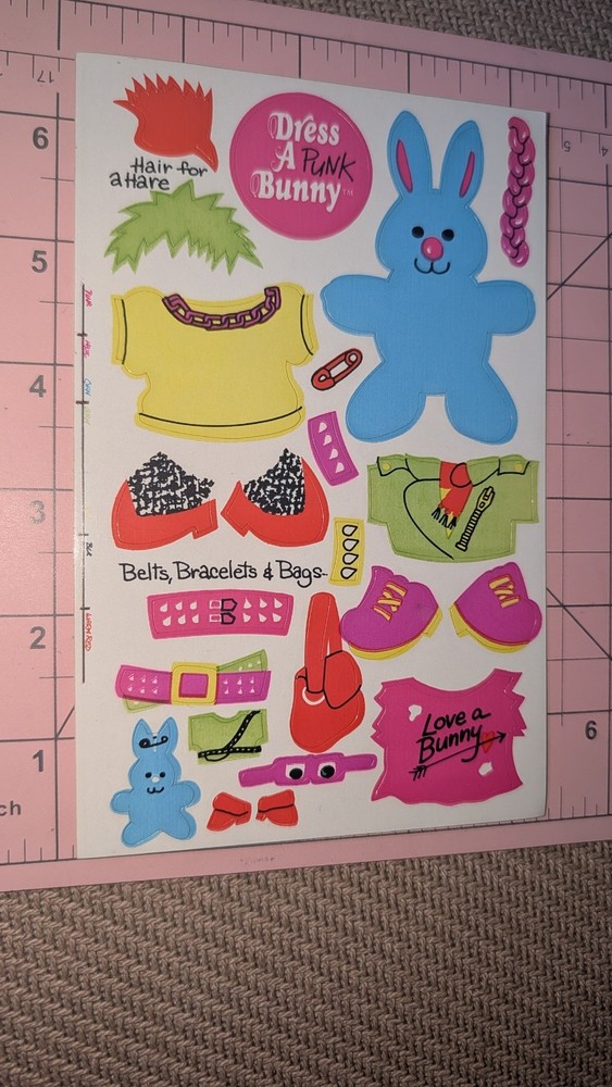 Vintage Sandylion Stickers Dress A Punk Bunny Maxi Sheet Brown Backing No Logo