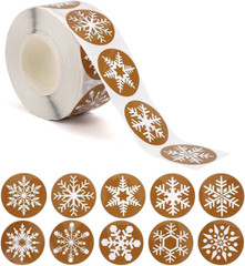 500 Snowflake Stickers, Self Adhesive Snow round Stickers for Christmas Label