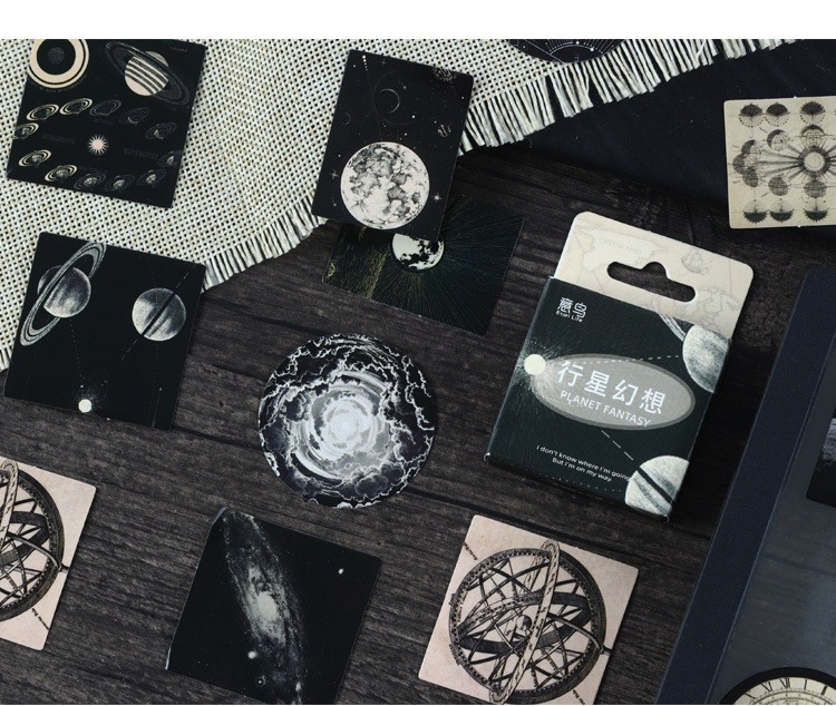 45pcs Galaxy Stickers Pack, Full Moon, Crescent Moon, Astrology, Solar System