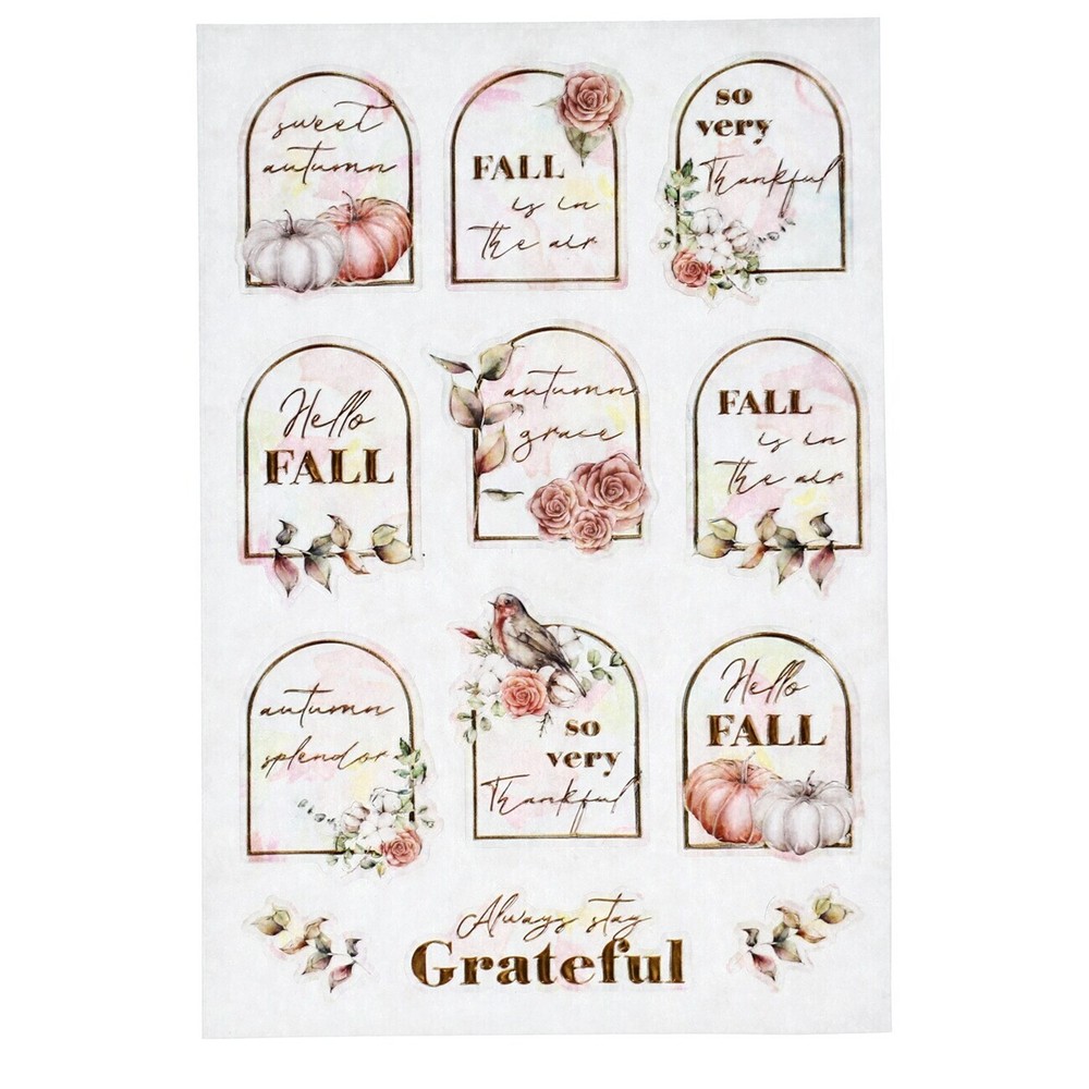 Hello Fall Harvest Autumn Sayings Epoxy Stickers Papercraft Planner Crafts