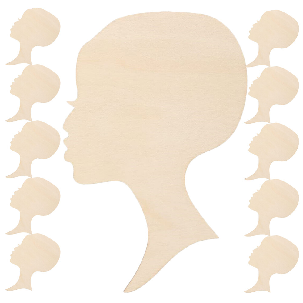 12PCS Head Silhouette Wooden Cutout African Woman Face Cutout Door Wall Hanging