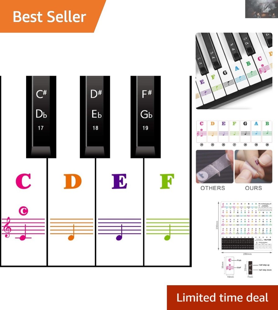 Lightweight Reusable Piano Keyboard Stickers – Effortless Note Identification