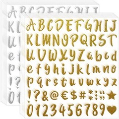 960 Pieces 12 Sheets Glitter Letter Stickers Self 1 Inch Glitter Gold / Silver