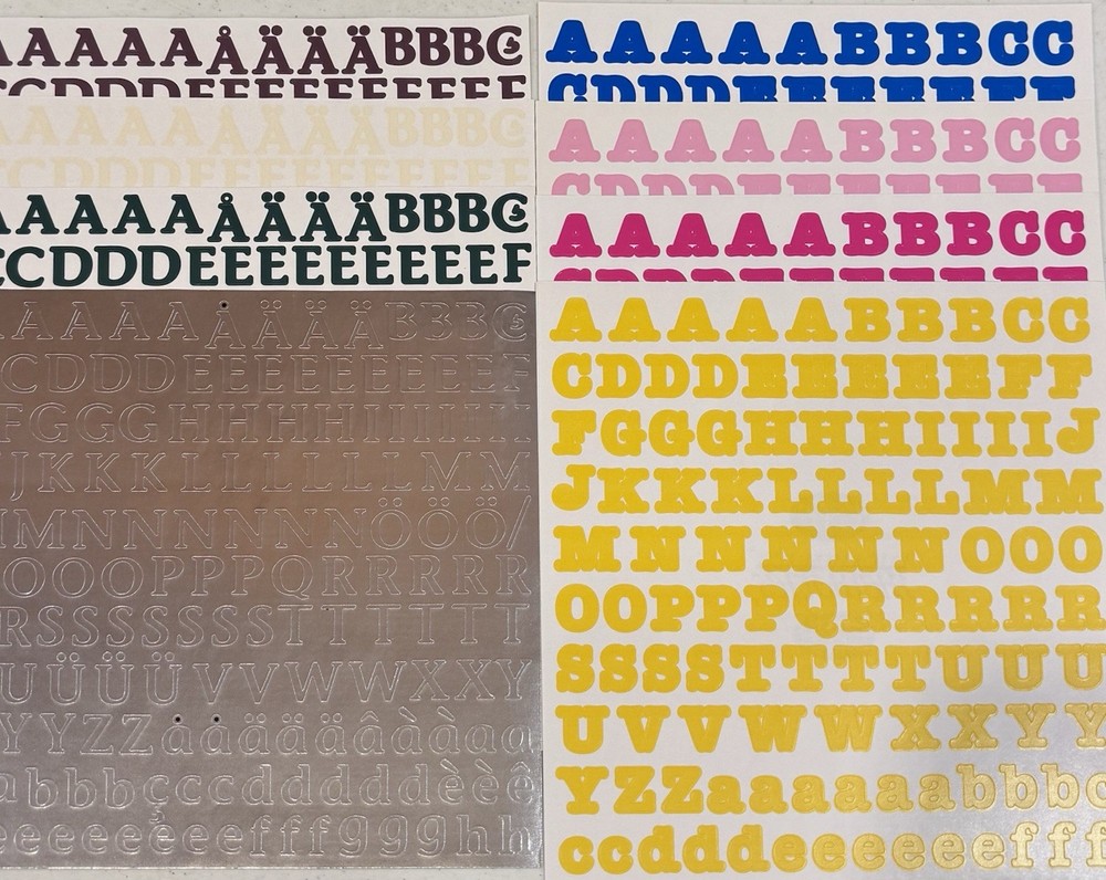 Creative Memories LARGE ABC/123 Classy/Bold LOT of 8 SHEETS ALL colors, NLA, NEW