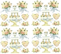 Frances Meyer Wedding CAKE Scrapbook Stickers Roses Hearts 4 Sheets!