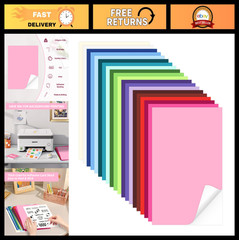 40 Sheets Heavyweight A4 Printable Sticker Paper – Self-Adhesive, 20 Colors, 250