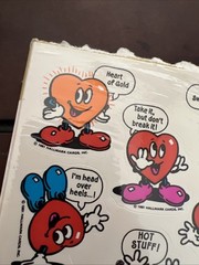 Hallmark vintage 1981 Stickers Valentines Day Hearts W Faces Quotes Love 1 Sheet