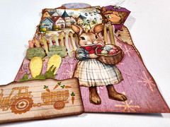 Easter Bunny Carrot Farm Tractor Tags Hidden Pocket OOAK #35 3D Handmade