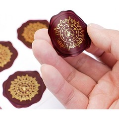 Vintage Self Adhesive Gold Foil Wax Seal Stickers Red Faux Wax Stamp Labels for