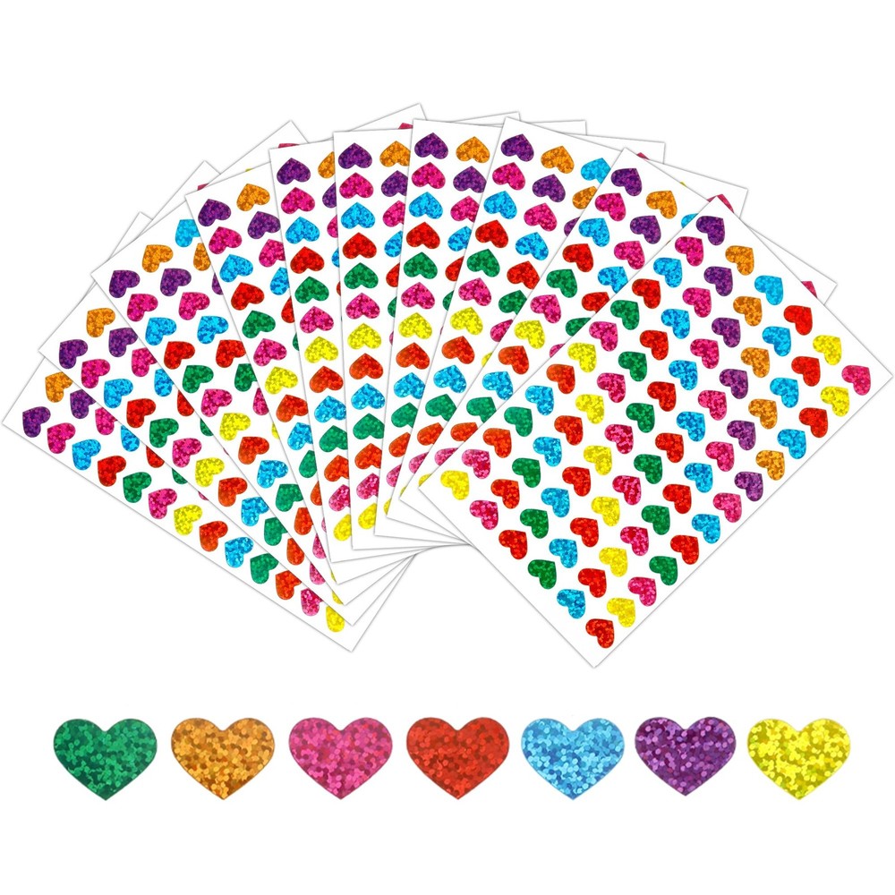 Heart Stickers, Glitter Heart Shaped Sticker, 780PCS, 7 Colors Small Foil Hea…