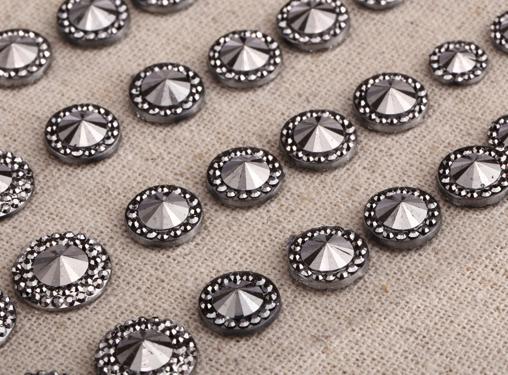 CraftbuddyUS CB66GM 50pc Mixed Self Adhesive Gunmetal Resin Pointed Diamante Gem