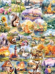 20Pcs Multicolor Countryside Landscape Scrapbooking Stickers