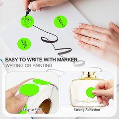 1 Inch round Color Code Dot Stickers,Fluorescent Green Inventory Dots Label,Adhe