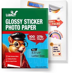 Glossy Sticker Photo Paper 8.5×11 – 100 Sheets